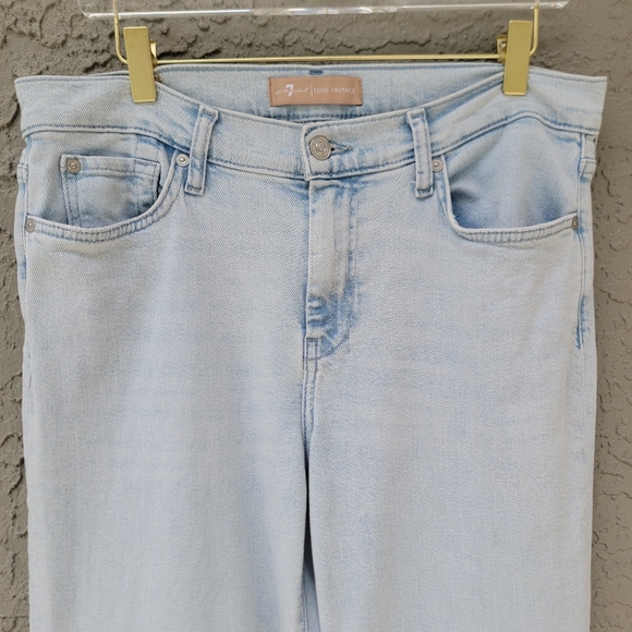 7 For All Mankind Tailorless Dojo Jeans 31 Light Wash Wide Leg Flare - Picture 11 of 16